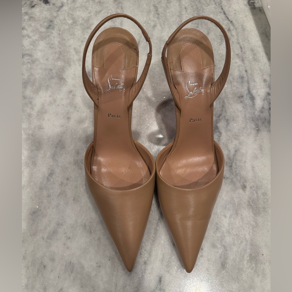 Christian Louboutin Brown Leather Slingback Heels